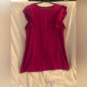 Fuschia Ruffle Sleeve Dress-SHEIN